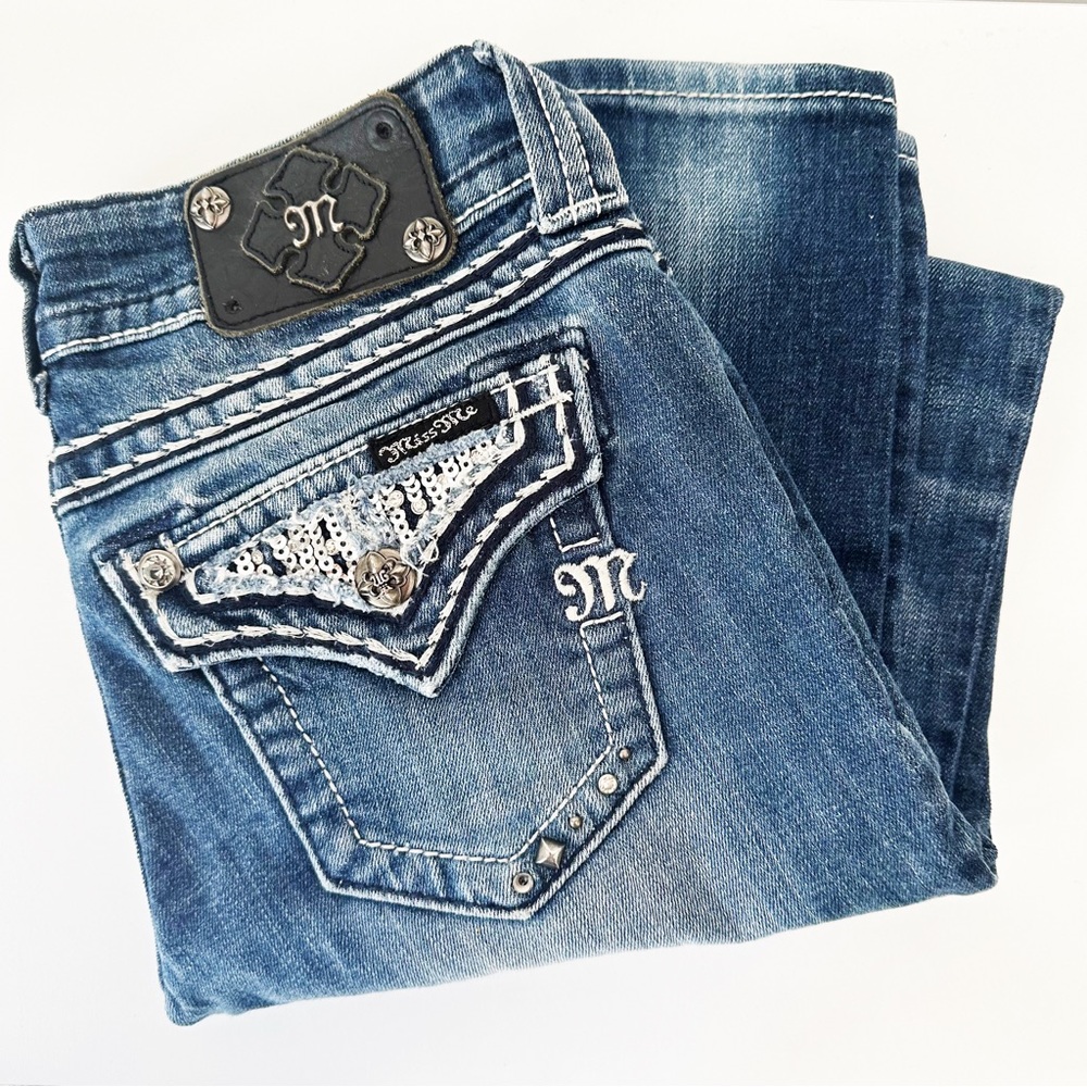 MissMe Jeans Style: JE544052L Skinny Jean, Women's size 25, Sequins Studs Jewels